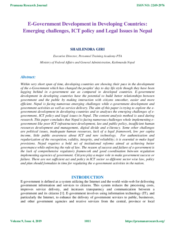(PDF) E-Government Development in Developing Countries: Emerging ...