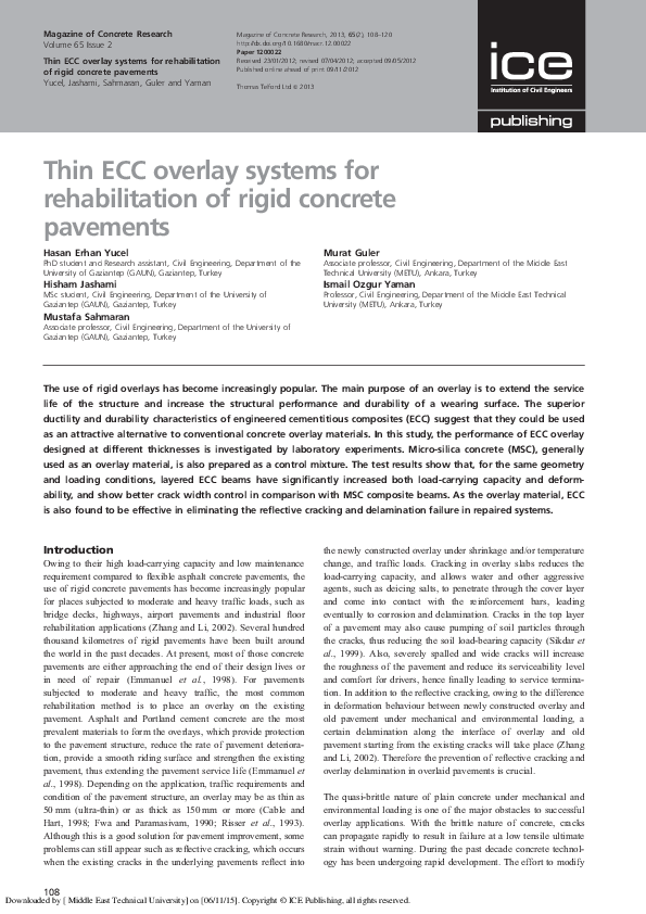 (PDF) Ultra-Thin Engineered Cementitious Composites Overlay Systems for ...