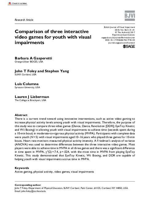 (PDF) Comparison of three interactive video games for youth with visual ...