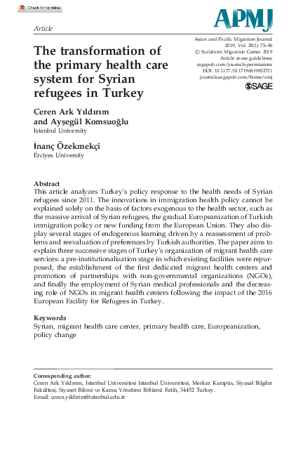 (PDF) The transformation of the primary health care system for Syrian ...