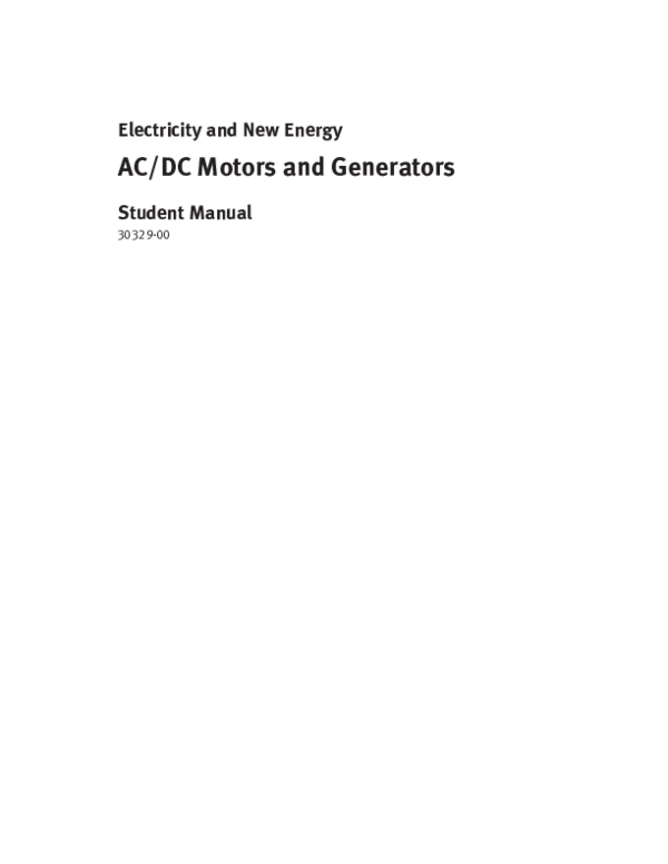 Pdf Electricity And New Energy Ac Dc Motors And Generators Student Manual Pdf Electricity And New Energy Ac Dc Motors And Generators Student Manual