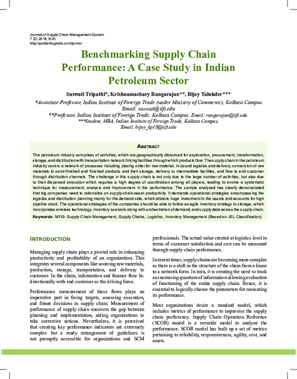 (PDF) Benchmarking Supply Chain Performance: A Case Study in Indian ...