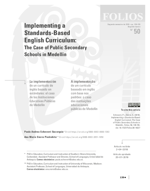 (PDF) Implementing a StandardsBased English Curriculum The Case of