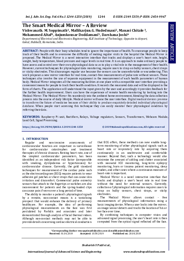 (PDF) The Smart Medical Mirror A Review International Journal of