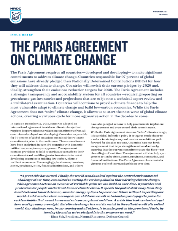 (PDF) NRDC: The Paris Agreement on Climate Change (PDF