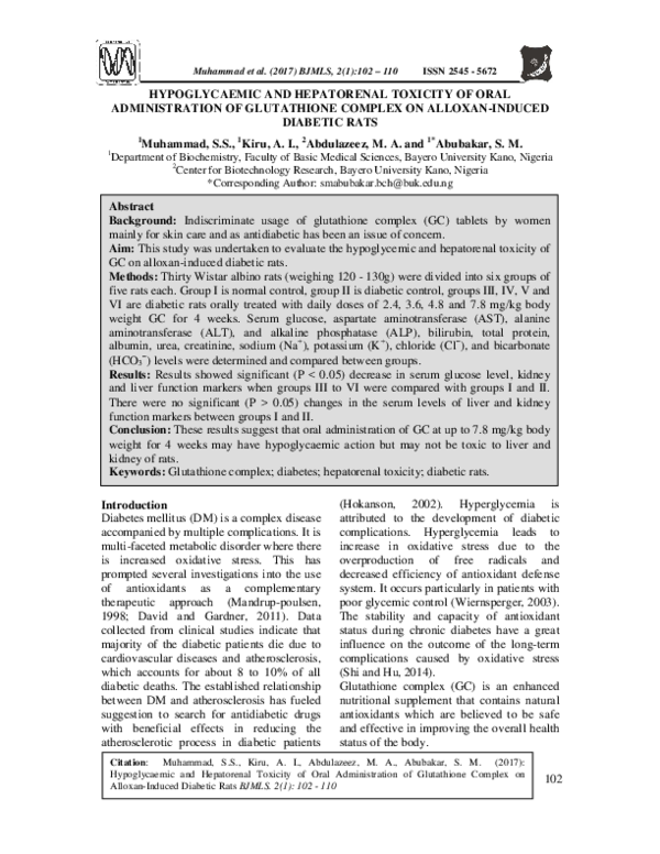 glutathione research paper PDF) Skin-whitening and skin-condition-improving effects of topical  oxidized glutathione: a double-blind and placebo-controlled clinical trial  in healthy women main image 0