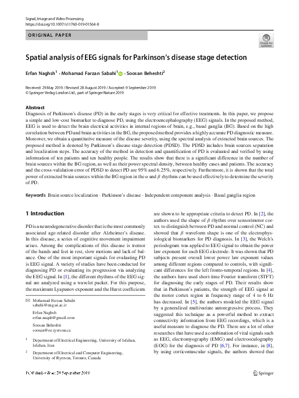 (PDF) Spatial analysis of EEG signals for Parkinson’s disease stage ...