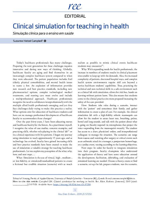 (PDF) Clinical simulation for teaching in health