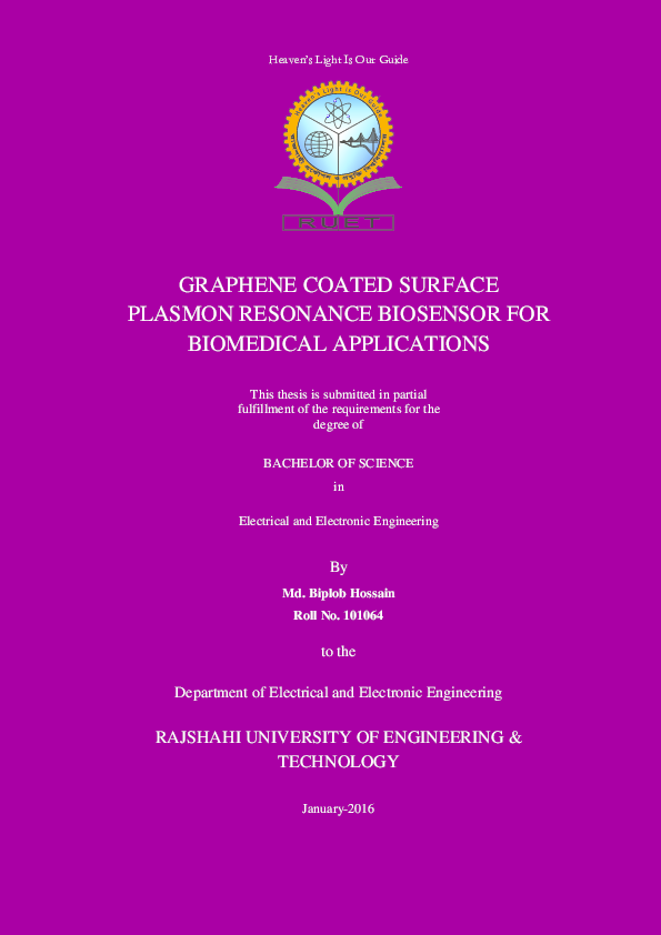 (PDF) GRAPHENE COATED SURFACE PLASMON RESONANCE BIOSENSOR FOR ...