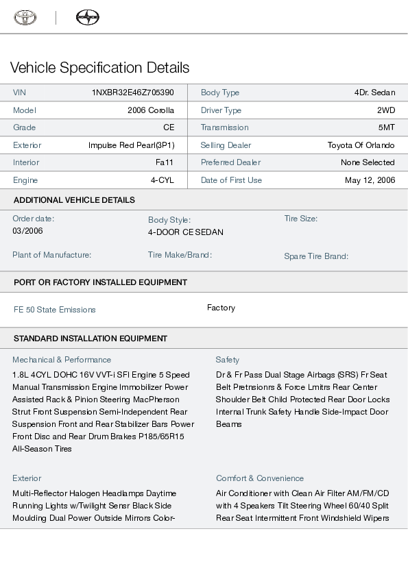 (PDF) Vehicle Specification Details