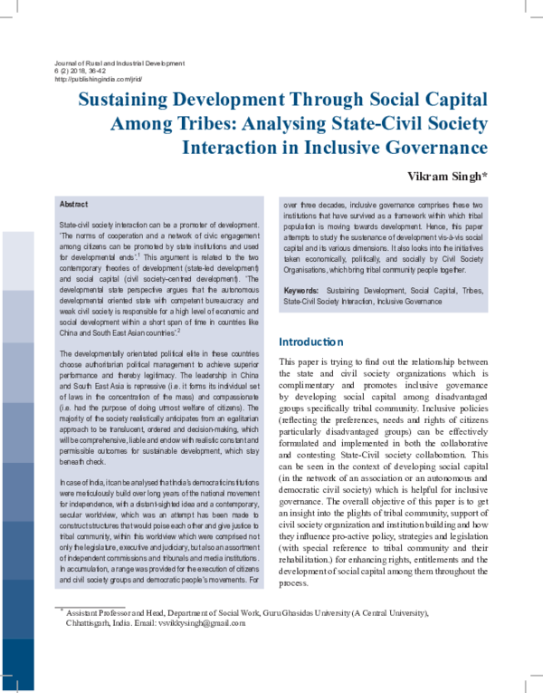 (PDF) Sustaining Development Through Social Capital Among Tribes ...