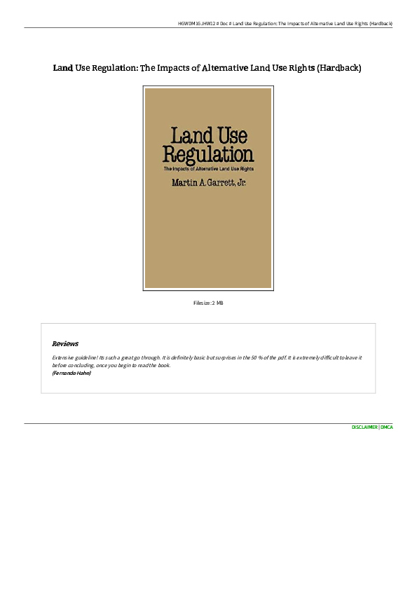 (PDF) Land Use Regulation The Impacts of Alternative Land Use Rights