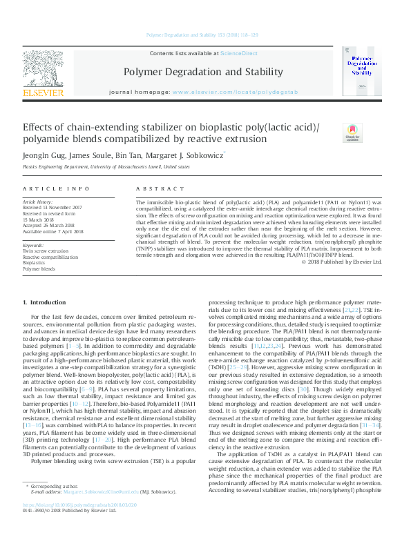 (PDF) Effects of chain-extending stabilizer on bioplastic poly(lactic ...