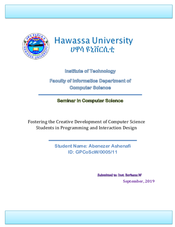 (DOC) Fostering the Creative Development of Computer Science Students ...