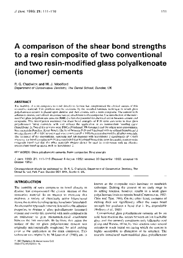 (PDF) A comparison of the shear bond strengths to a resin composite of ...