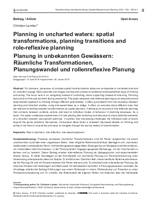 (PDF) Planning in uncharted waters: spatial transformations, planning ...