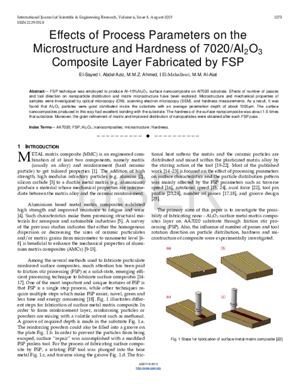 (PDF) Effects of Process Parameters on the Microstructure and Hardness ...