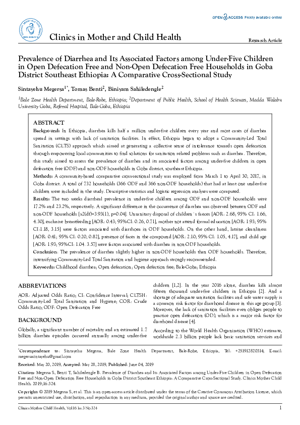 (PDF) Prevalence of Diarrhea and Its Associated Factors among Under ...