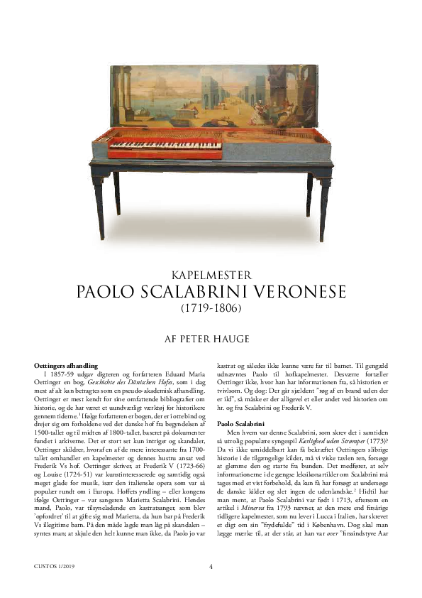 First page of “Kapelmester Paolo Scalabrini Veronese (1719-1806)”