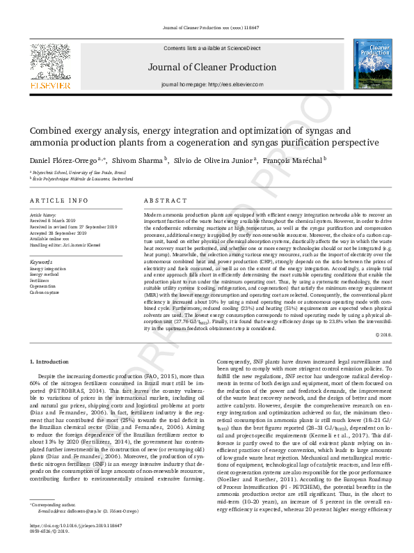 (PDF) Combined exergy analysis, energy integration and optimization of ...