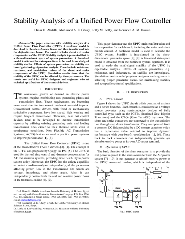 (PDF) Stability Analysis of a Unified Power Fl