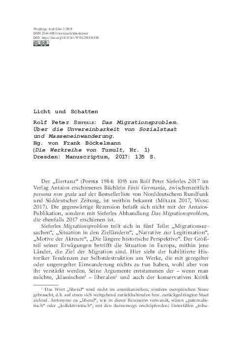 (PDF) Licht und Schatten Rolf Peter Sieferle, Das Migrationsproblem