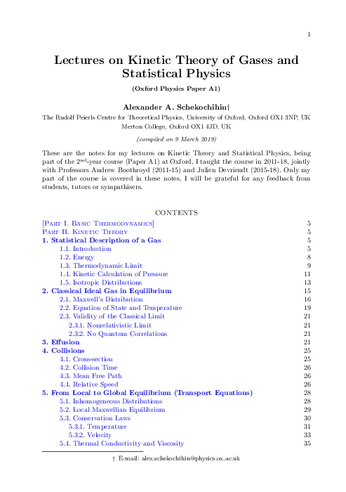 Pdf Lectures On Kinetic Theory Of Gases And Statistical Physics Luis Arturo Medina Amayo Academia Edu