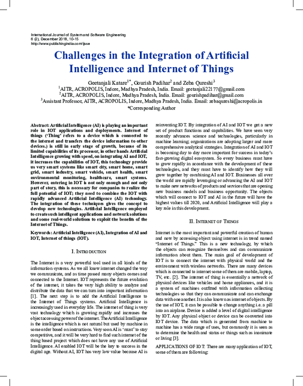 (PDF) Challenges in the Integration of Artificial Intelligence and ...