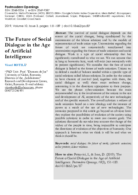 (PDF) The Future of Social Dialogue in the Age of Artificial Intelligence