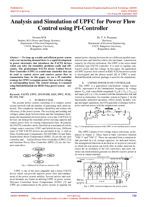 (PDF) IJERTAnalysis and Simulation of UPFC for Power Flow Control