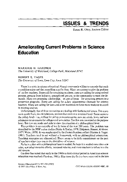 (PDF) Ameliorating current problems in science education sdsaf