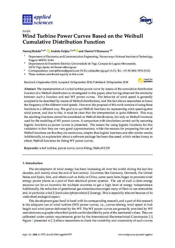 (PDF) Wind Turbine Power Curves Based on the Weibull Cumulative ...