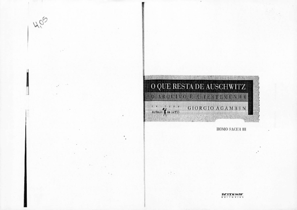  PDF Homo Sacer III O Que Resta De Auschwitz Anderson Francisco 