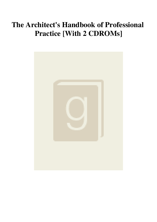 (PDF) The Architect's Handbook of Professional Practice [With 2 CDROMs