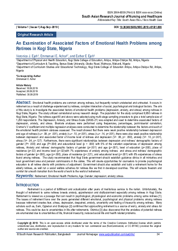 (PDF) An Examination of Associated Factors of Emotional Health Problems ...