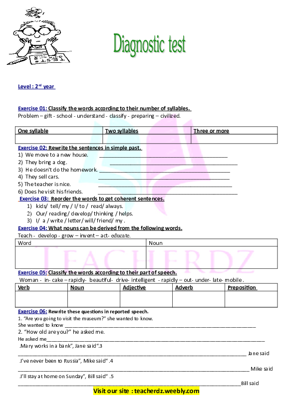 (DOC) Diagnostic test (1) ام عمير عادل Academia.edu