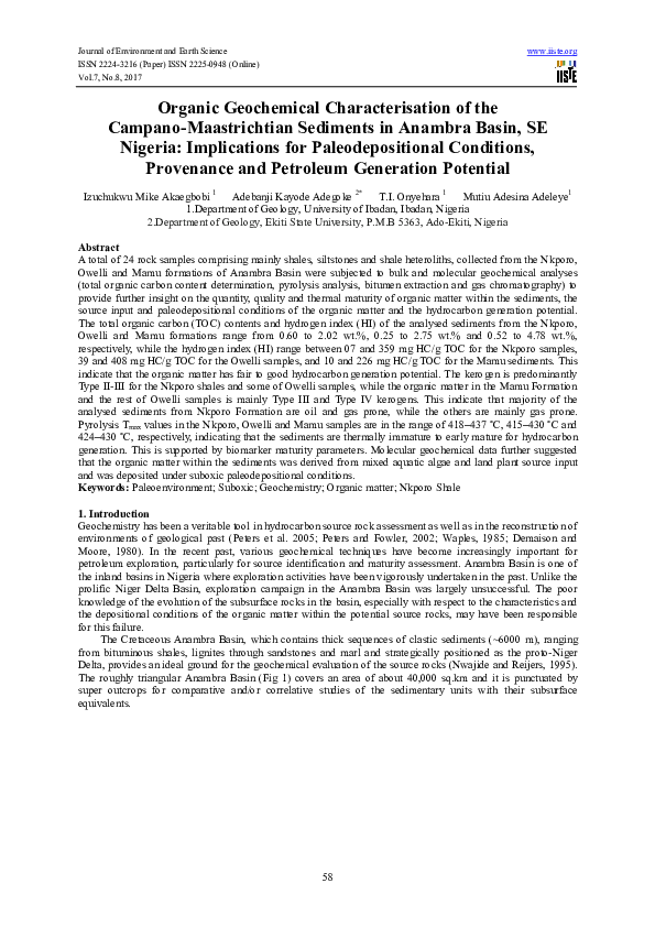 (PDF) Organic Geochemical Characterisation of the Campano-Maastrichtian ...