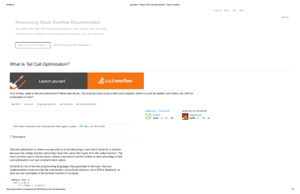 (PDF) What Is Tail Call Optimization