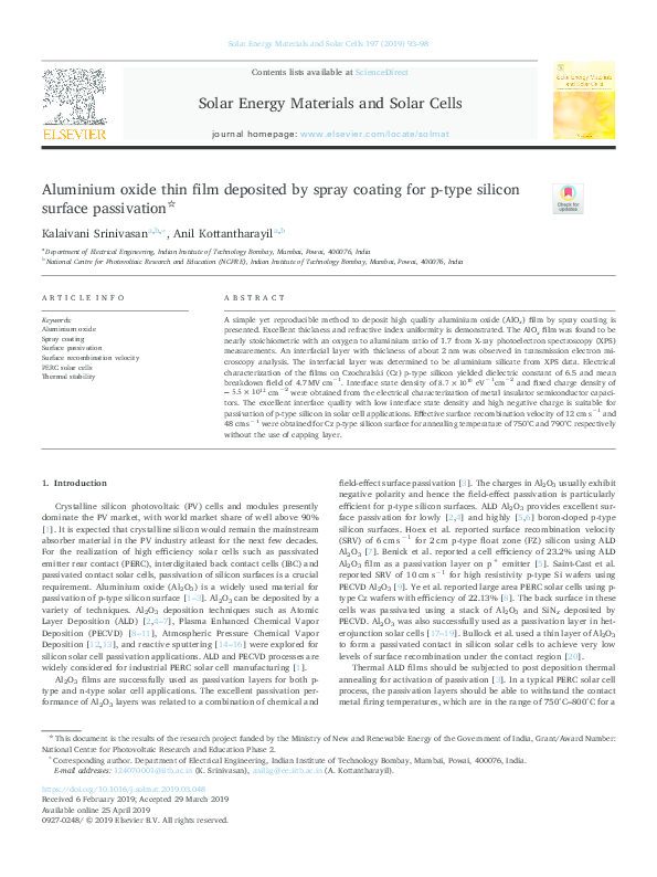 (PDF) Aluminium oxide thin film deposited by spray coating for p-type ...