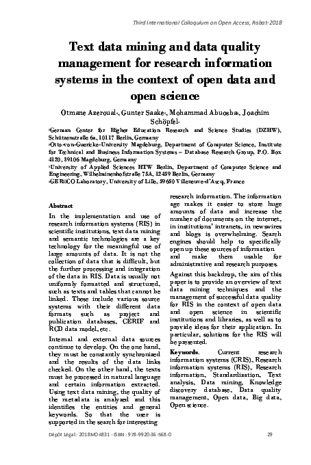 (PDF) Text data mining and data quality management for research ...