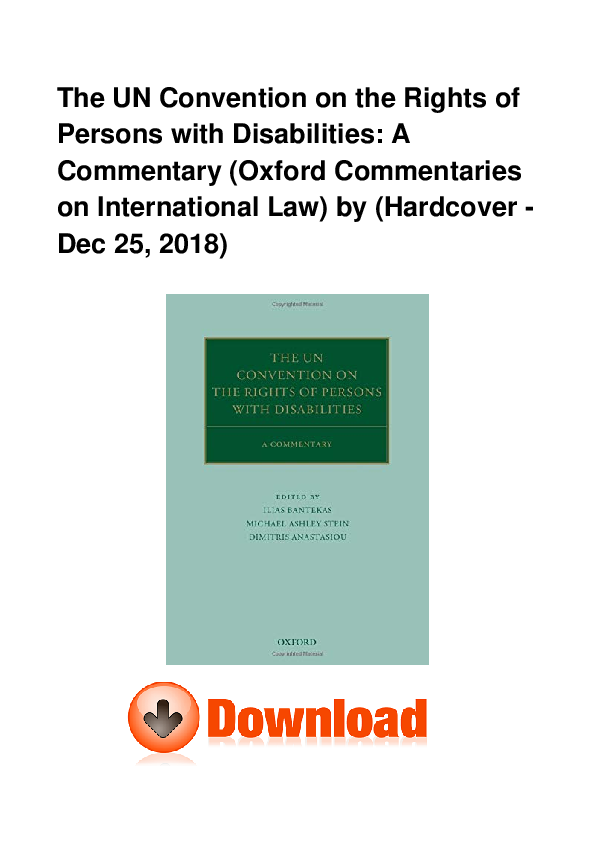 A Commentary The Convention on the Rights of Persons with Disabilities