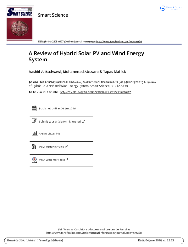 (PDF) A Review of Hybrid Solar PV and Wind Energy System ELMOTAZ