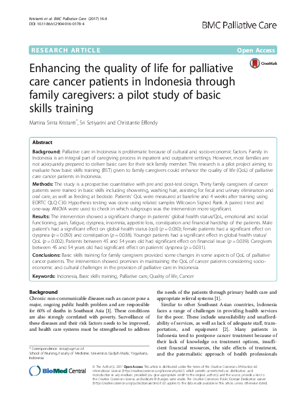 (PDF) Enhancing the quality of life for palliative care cancer patients ...