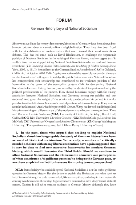 German history beyond National Socialism