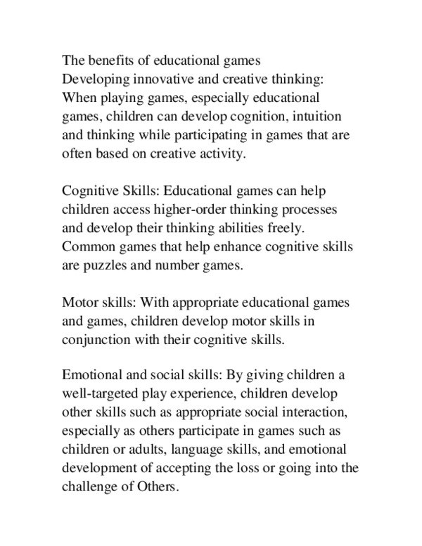 (PDF) The benefits of educational games didi omar Academia.edu
