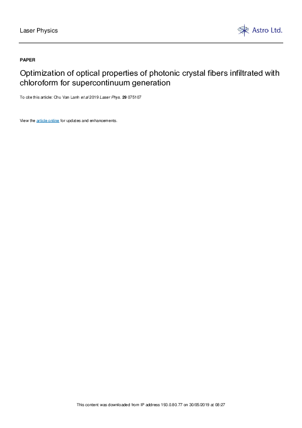 (PDF) Optimization of optical properties of photonic crystal fibers ...