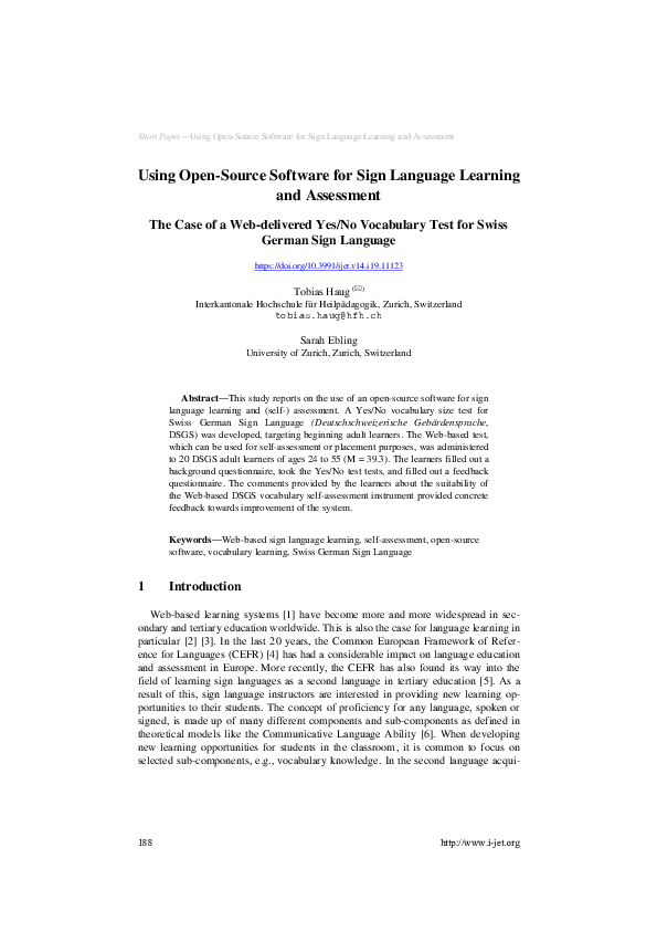 (PDF) Using Open-Source Software for Sign Language Learning and ...