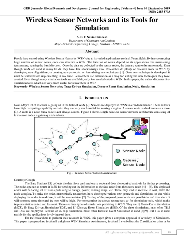 (PDF) Wireless Sensor Networks and its Tools for Simulation