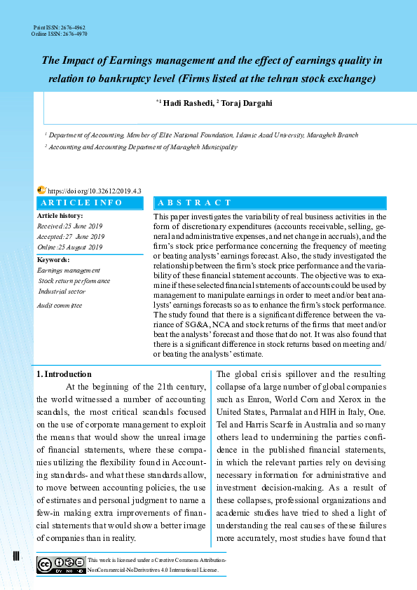 (PDF) The Impact of Earnings management and the effect of earnings ...