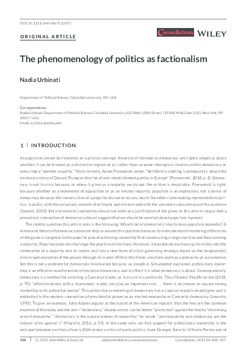 (PDF) The phenomenology of politics as factionalism